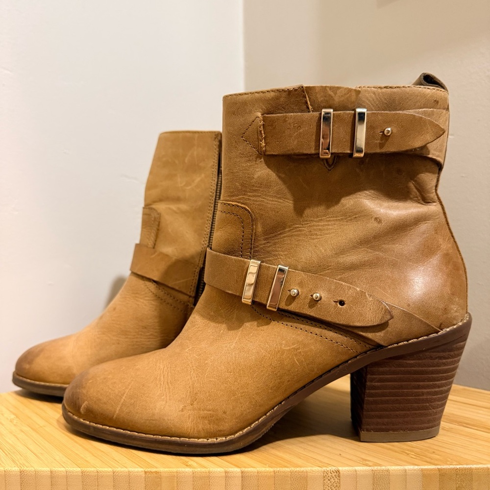 Brown Leather Ankle Boots - Size 5